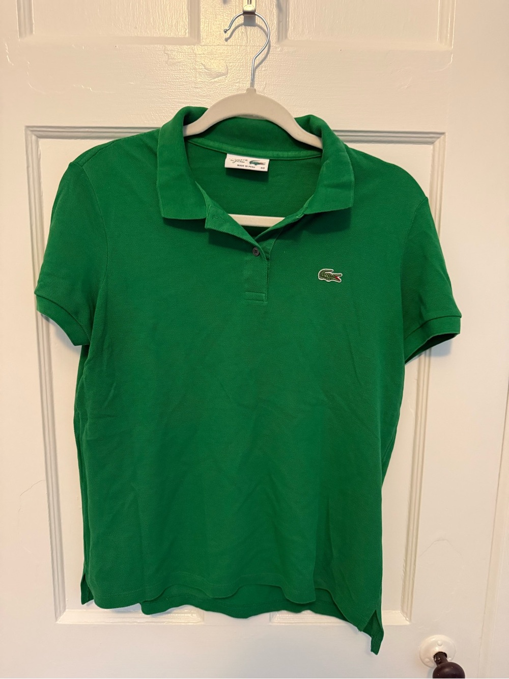 Lacoste Green Crewneck Polo with Embroidered Crocodile